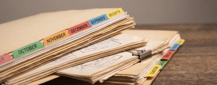 close‑up of reimbursement binders